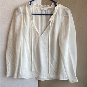Calvin Klein White Ruffle Top